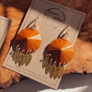 vintage 60’s mustard gold dangle dream catcher southwestern boho bohemian